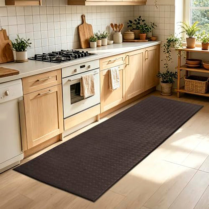 Kitchen Mats and Rugs Cushioned Anti-Fatigue, 23.6" x 86.6", Brown - color: Brown, size: 86.6"L x 23.6"W x 0.4"Th