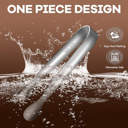 HOTEC 12Pcs Mini Silver Tongs for Serving, 4.3" Small tongs Stainless Steel Sugar Tongs for Coffee Bar, Tea Party, Appetizers, Desserts, Buffet and Ice Bucket Food-Grade & Dishwasher Safe - color: Silver