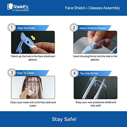 ArtToFrames Protective Face Shield 5 Pack, Beard Design, Fully Transparent Face and Eye Protection from Droplets and Saliva with Reusable Glasses and Replaceable Shield PPE - color: Beard, size: 5 Pack