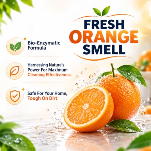 Multi-Purpose Probiotic Enzyme orange Cleaner, 1 Gallon (128 oz.) - Pet Stain and Odor Remover - Concentrated - Professional & Home Strength Drains, Floors, Bathrooms, Toilets Trash Can, Made in USA