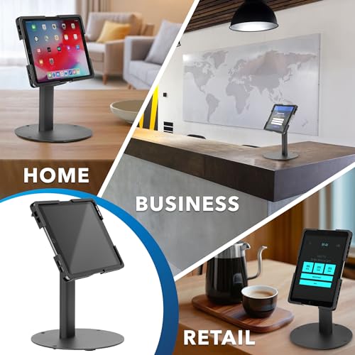 Mount-It! Universal Tablet Countertop Stand, Secure Kiosk Mount, Black - color: Black