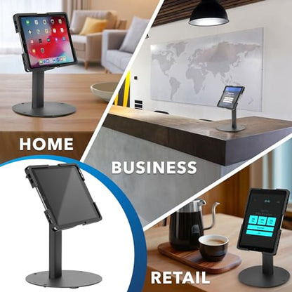 Mount-It! Universal Tablet Countertop Stand, Secure Kiosk Mount, Black - color: Black