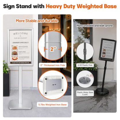 Pedestal Sign Holder Stand 11"x17", Heavy Duty Standing Sign Holder - color: Sliver, size: 11x17 in