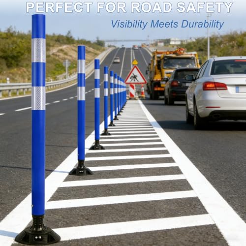 OrangeStar 8-Pack Blue Traffic Cones with Spring Base - color: Blue, size: 48 in