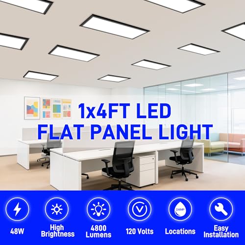 hykolity 1x4 LED Flat Panel Light,4800LM,3CCT 3000K/4000K/5000K - color: Black, size: 1x4Ft 2-pack