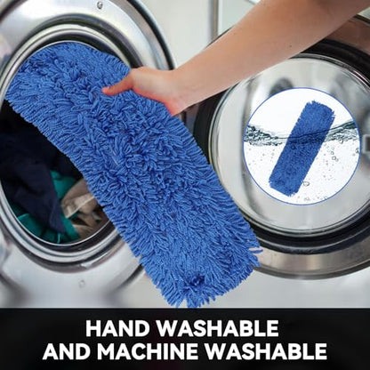 36 Inch Dust Mop Head: Replacement Medium Washable Commercial Mop Head Sweeper and Janitorial Replacement Blue (Blue - 36 Inch, 3 Pack) - color: Blue - 36 Inch - 3pack - Scrubby