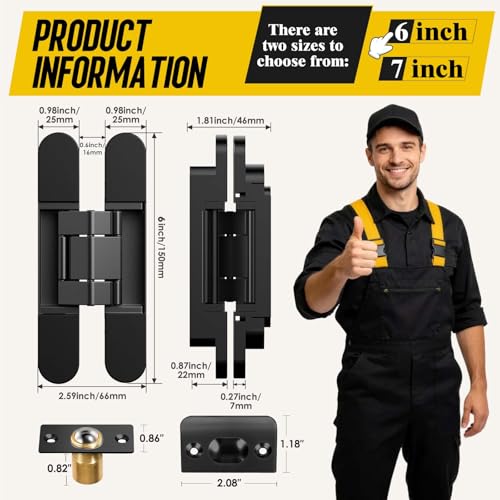 6 Inch Hidden Door Hinge with Slotting Jig Installation Kit