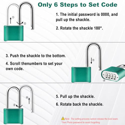 Faburo 2pcs Combination Lock, 4-Digit Heavy Duty Combo Lock - color: 2pcs-Long-Green