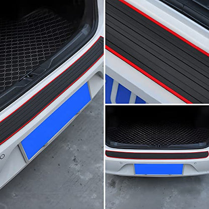 8sanlione Non-Slip Rubber Car Rear Bumper Guard Strip, Black/Red/40.9" x3.5 - color: Black/Red, size: 40.9"x3.5"