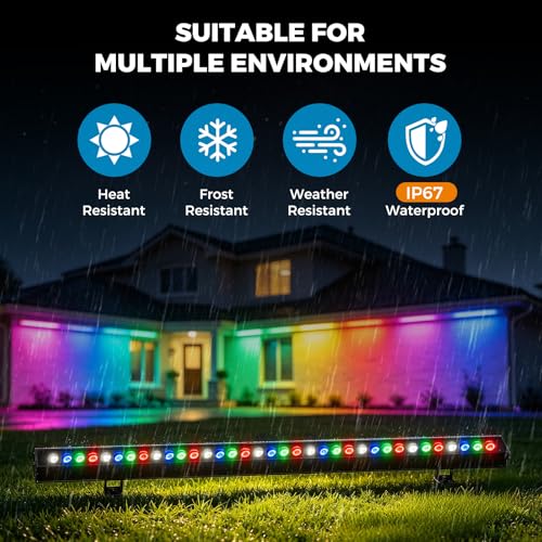 2Pack RGBW Wall Washer Lights 100W Outdoor LED Light Bar