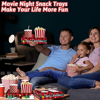 32pcs Christmas Party Supplies Merry Christmas Movie Night Snack Trays - style: Christmas Movie Night