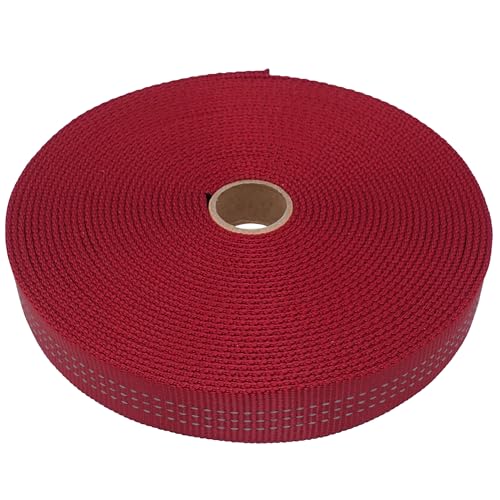 GM CLIMBING 1 inch Nylon Tubular Webbing Tape CE UIAA Certified 4000lb Heavy Duty for Climbing Rescue Rope Works Survival Outdoor General Purposes - color: Red, size: 50 ft