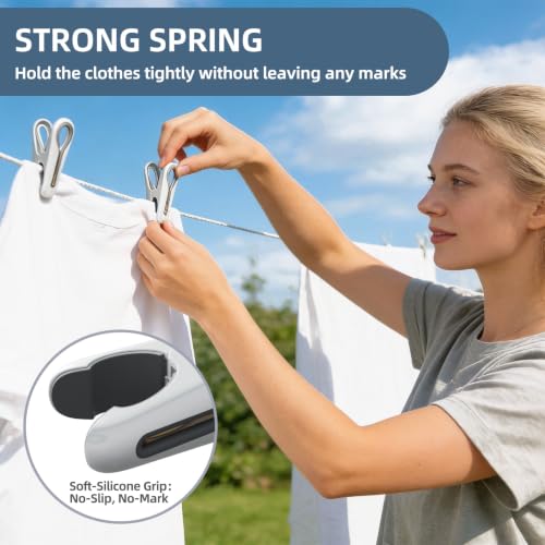 Clothes Pins, 36 Pack 2.5 Inch Plastic Clothespins with Storage Basket - color: White