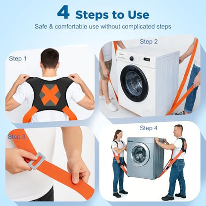 NOCOEX Lifting Straps Moving 2-Person: Shoulder Lifting and Moving System - color: Orange