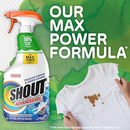 Shout Advanced Gel Laundry Stain Remover Spray, 22oz, (3-Pack) - size: 22 Fl Oz (Pack of 3)