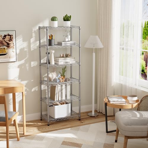 Golpart 6Tier Adjustable Storage Shelves Metal Wire Shelving Standing Shelf - color: Grey, size: 6-tier-12"Dx22"Wx69"H