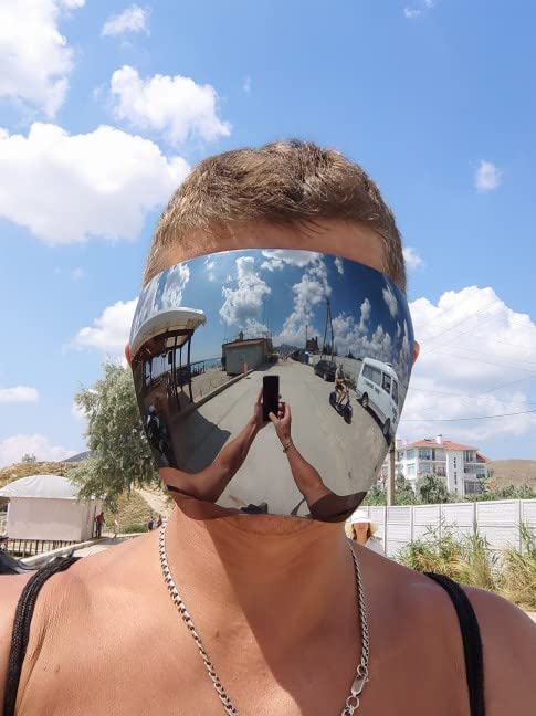 FEISEDY Full Face Shield Sunglasses – Anti-Fog UV400 Mirror Visor - color: 009 White Mirror