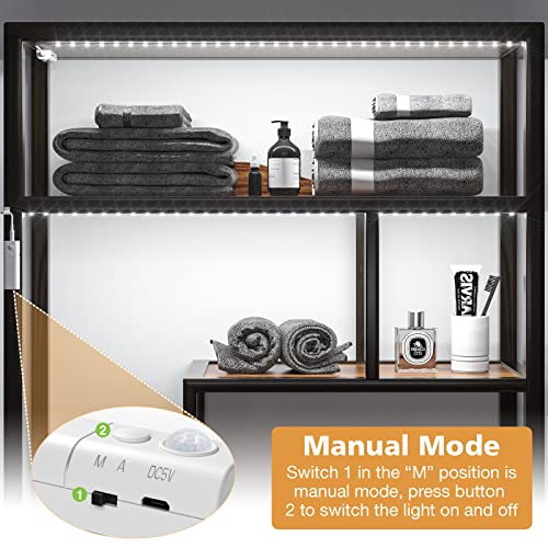 WOBANE Motion Sensor Stair Strip Lights,Rechargeable LED Closet Light,White - color: White, size: 2*6.56ft White