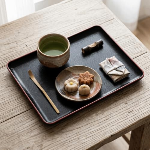 Limen Wood Grain Rectangular Acrylic Serving Tray, Non-Slip Base Rounded Edges Food Carry Platter for Home, Hotel, Restaurant(32 * 23cm/12.6 x 9.1in) - size: 12.6" x 9.1" x 0.8"