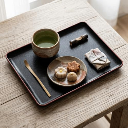 Limen Wood Grain Rectangular Acrylic Serving Tray, Non-Slip Base Rounded Edges Food Carry Platter for Home, Hotel, Restaurant(35 * 25cm/13.8 x 9.8in) - size: 13.8" x 9.8" x 0.8"