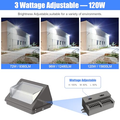BBESTLED LED Wallpack Light Outdoor 120W 96W 72W Flood Lights Dusk to Dawn ETL 120-277V 5700K/5000K/4500K 15600LM IP65 Waterproof, Wall Pack Lights Outdoor LED Commercial - size: 120W-1PACK