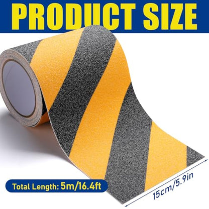 Anti Slip Tape, 6in x 16FT Non Skid Traction Tape, Black & Yellow