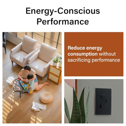 Legrand Radiant 150W LED Dimmer Light Switch 3-Way Rocker Black 1 Pack - color: Black