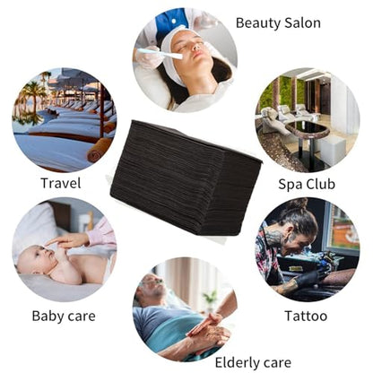 100PCS Disposable Bed Sheets, Black Disposable Massage Table Sheets, Disposable Bed Covers for SPA Lash Wax Tattoo Salon, Non Woven Fabric, 71" x 31" White - color: Black-100pcs