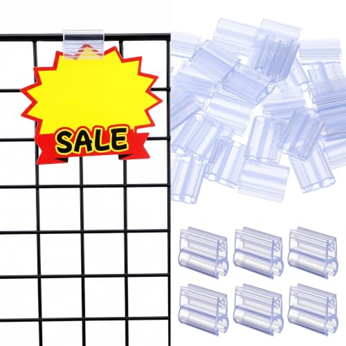 30Pcs Grid Wall Accessory Sign Holder Clip PVC Blue 0.98x0.75 in