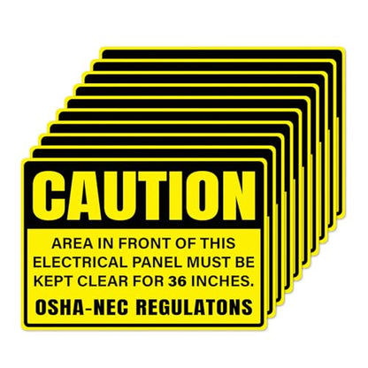 10 Pack Caution Keep Electrical Panel Clear for 36 Inches Stickers