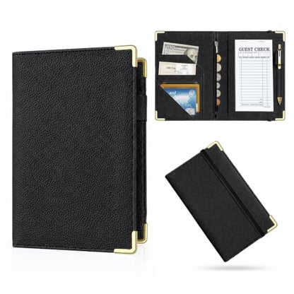 Server Book,7 Pocket Zipper Organizer,Server Books for Waitress - color: Black