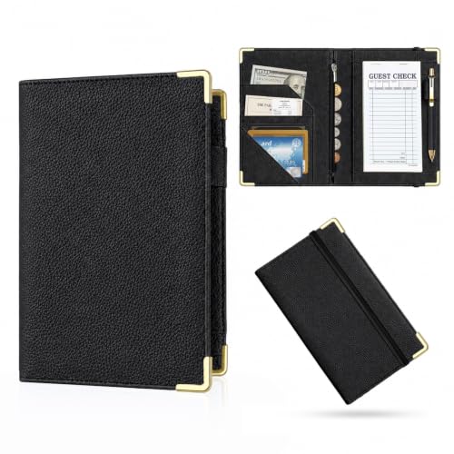 Server Book,7 Pocket Zipper Organizer,Server Books for Waitress - color: Black