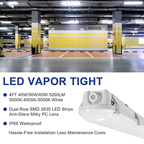 LED Vapor Tight Light 4FT Industrial Vapor Proof Garage Lighting Fixture - color: 6 Pack