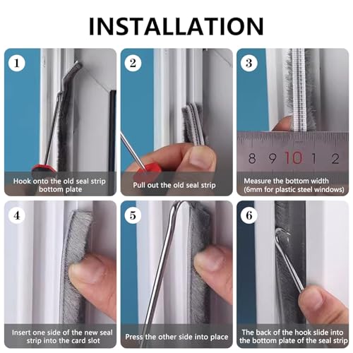 5m (16feet) Brush Weather Striping Card-Slot Seal Strip Pile Weatherstrip Door Sweep Brush for Door Window (5mm x 12mm (3/16" 1/2"), Gray) - size: 5mm x 12mm