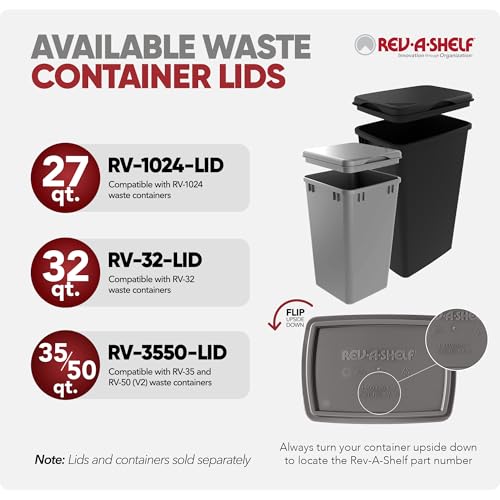 Rev-A-Shelf 2-Pack 35 Quart Polymer Replacement Trash Bin, Recycle Waste Garbage Container for Kitchen Cabinet Pullouts, Blue, RV-35-22-2 - Large Plastic Bins for Home and Office - color: Blue, style: 2 Pack