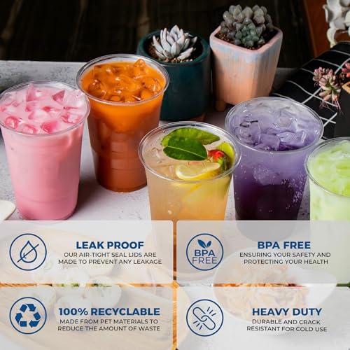 Freshware Clear Plastic Cups [100 Pack - 20 oz] Disposable Cups for Iced Coffee, Smoothie, Milkshake, Cold Drinks - size: 20 oz. [100PK]
