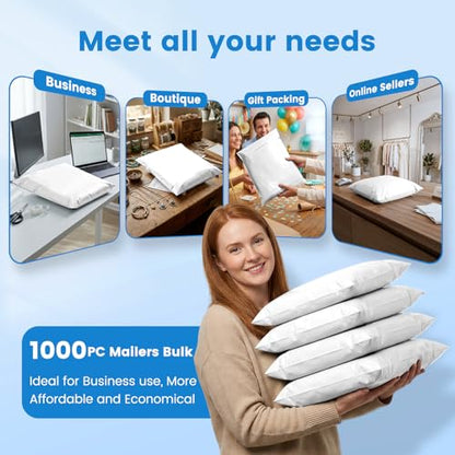 Metronic Poly Mailers 14x19 1000 Pack, Large Bulk Self Seal Shipping Bags - color: White, size: 14.5x19 1000PC