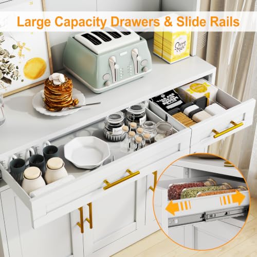 GAIOUS 71" Metal Kitchen Pantry Cabinet, Buffet Sideboard with Drawers - color: White, size: 15"D x 41"W x 71"H