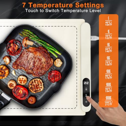 FYY Extra Large Warming Mat for Food, Rapid and Full Surface Heating Beige - color: Off White, size: XX Large Size: 36"x16"