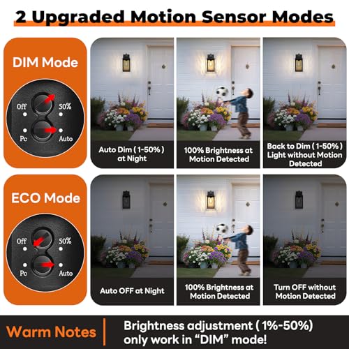 Brightever Motion Sensor Outdoor Lights Fixture, Dusk to Dawn Exterior Porch Light Wall Mount with Water-Rippled Glass, Black Modern Outside Wall Sconce Lanterns for House, Garage, Bulbs Not Included - color: Black, size: 11.6 Inch