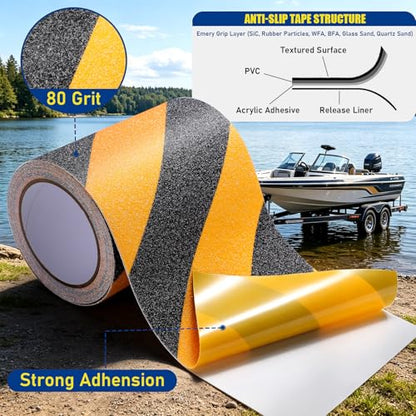 Anti Slip Tape, 6in x 16FT Non Skid Traction Tape, Black & Yellow