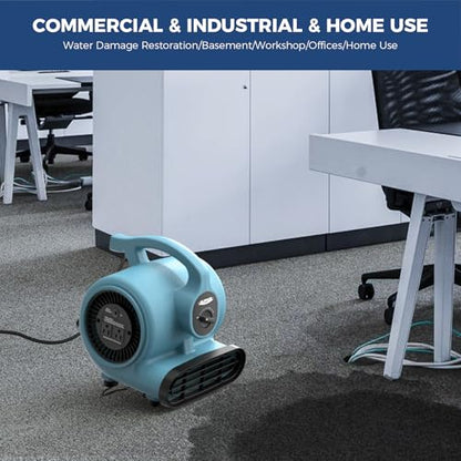 ALORAIR 3 Speed Air Mover Blower Fan 115W 600CFM Utility Floor Fan - Blue - color: GF600A Air Mover in Blue