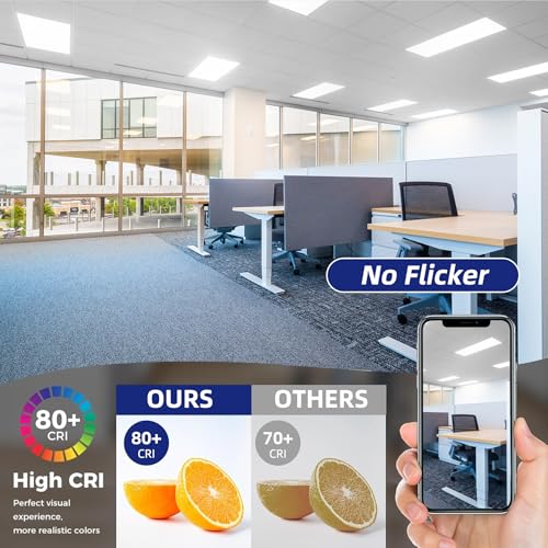WYZM 4 Pack LED Flat Panel Light Drop Ceiling Office Fixture,7800LM - size: 4-pack 2X4FT panel