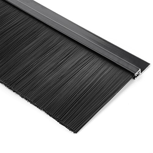 uxcell Door Bottom Sweep H-Shape Aluminum Alloy Base with 2.8-inch Black Nylon Brush 39-inch x 3.6-inch - color: Black, size: 39.37" x 2.8"