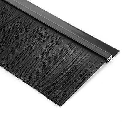 uxcell Door Bottom Sweep H-Shape Aluminum Alloy Base with 2.8-inch Black Nylon Brush 39-inch x 3.6-inch - color: Black, size: 39.37" x 2.8"