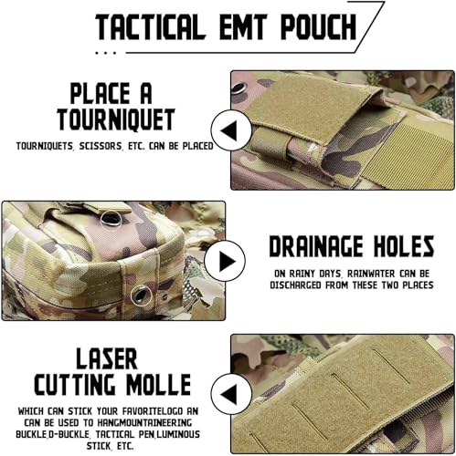 Ifak Med Trauma Kit, Molle Tactical Emergency First Aid Kit,Red Military Survival Molle EMT Medical Kit Refill Supplies Fot Duty Belt - color: RED
