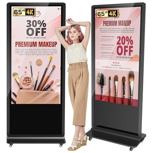 32/43/55/65 Inch 4K Digital Signage Display, LCD Screen Advertising Display Kiosk Interactive Totem Floor Standing Auto AD Player with USB/HDMI/WiFi Android OS (65'' Touch Screen) - size: 65-Inch, style: Touch Kiosk