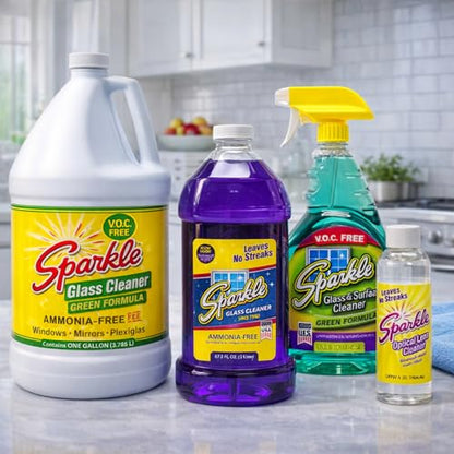 Sparkle Ammonia-Free Glass Cleaner Refill, Heavy Duty Streak-Free Window & Mirror Cleaner Spray, Original Formula, 2L Bottle (Pack of 2) - size: 67.6 Fl Oz (Pack of 2)