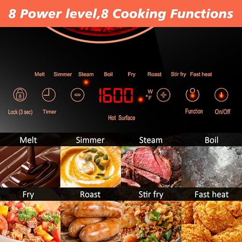 2 Burner Electric Cooktop 110V, 2000W, 24" Countertop & Built-in - size: 24 Inch 2 Burner Orange
