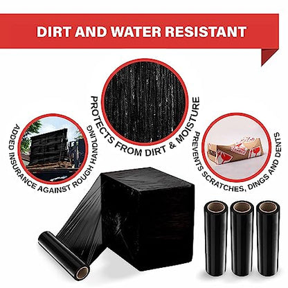 Simply Cool 4 Pack Stretch Wrap 18 Inch 80 Gauge Shrink Wrap Black - color: Black, size: 4 Pack